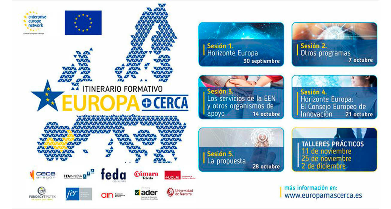 En este momento estás viendo La Red ENTERPRISE EUROPE NETWORK ofrece el itinerario formativo EUROPA+CERCA sobre financiación europea y Horizonte Europa.